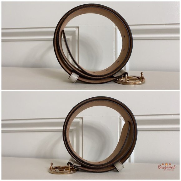 Authentic Gucci Cream Guccissima Leather Gold Interlocking G Buckle Belt 80/32 - Picture 9 of 13